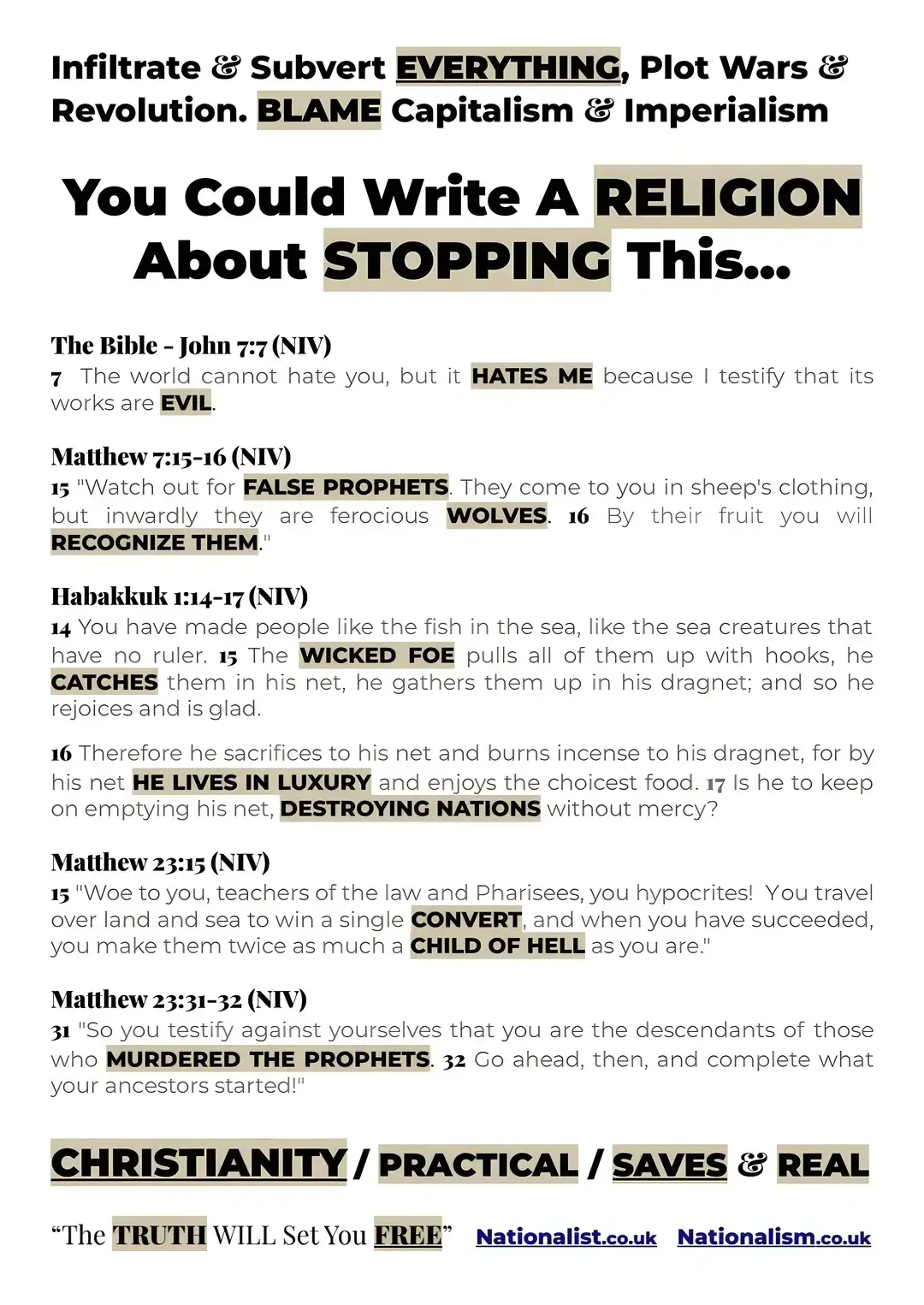 Propaganda Of Atheism— There's A Religion About Stopping This - 'Beware False Prophets'